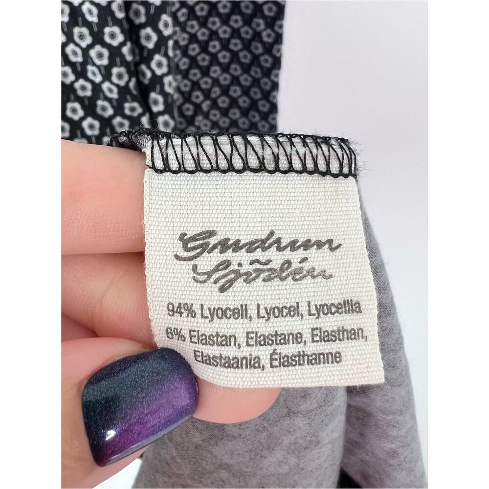 Gudrun Sjoden Mini Tunic Dress Womens Size L Black Gray Floral A-Line Swing - Picture 8 of 10